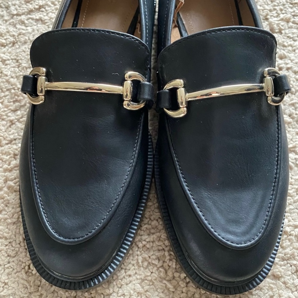 H&M Black Faux Leather Horsebit Loafers